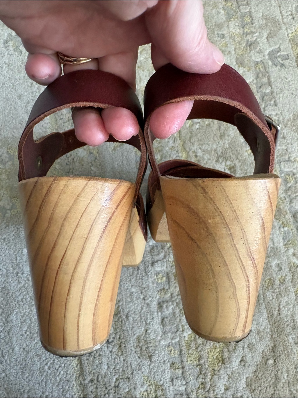 Anthropologie Sandgrens Swedish Handmade Wooden Clog Sandal Rio High Sz 36 5.5 — image 5 of 8